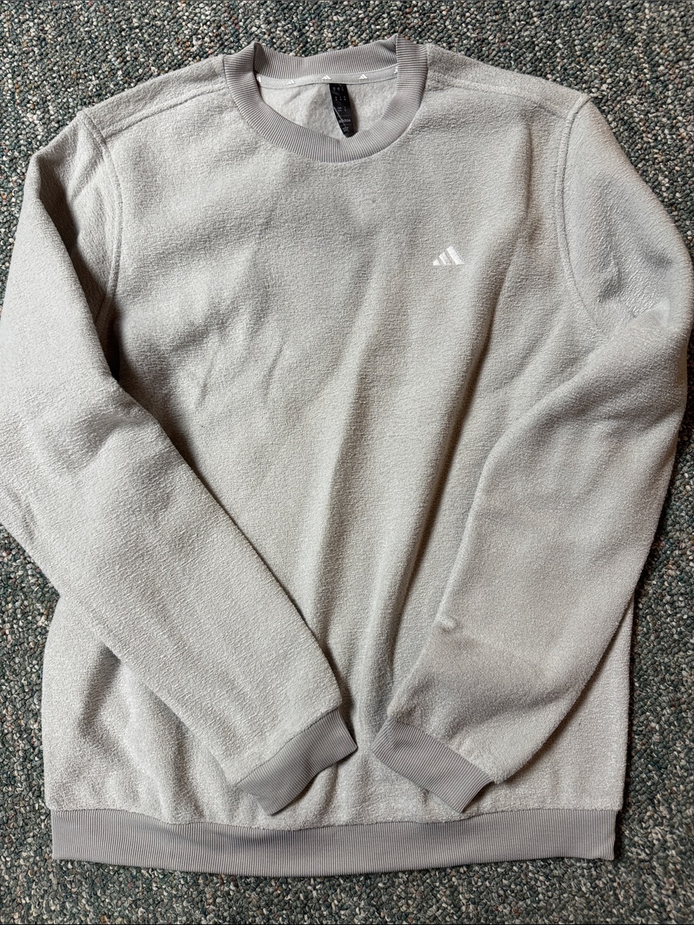 adidas Men's Heather Light Gray Crewneck Fleece Sweatshirt